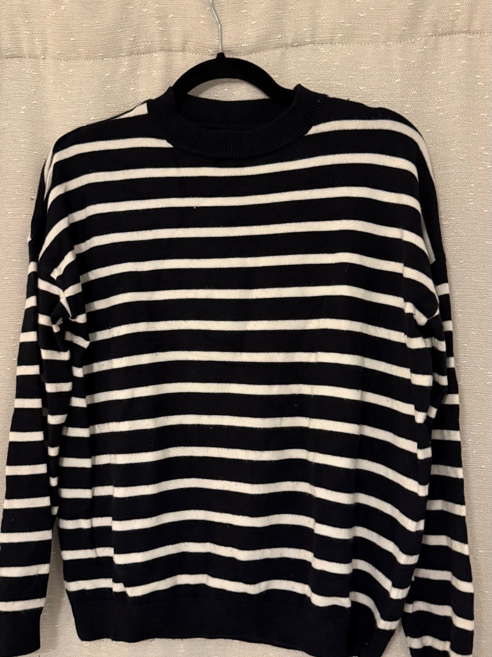 Oak & Fort Black & White Striped Crewneck Sweater
